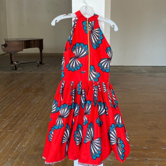 Red white and blue, African print halter style fit, and flare dress - Picture 6 of 7